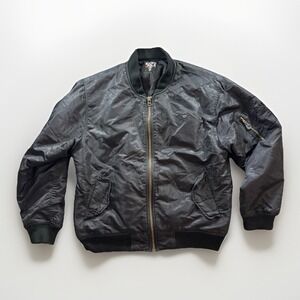 VTG Southpole Jacket Mens M Black Bomber Full Zip Y2K Shoulder Pockets Skater